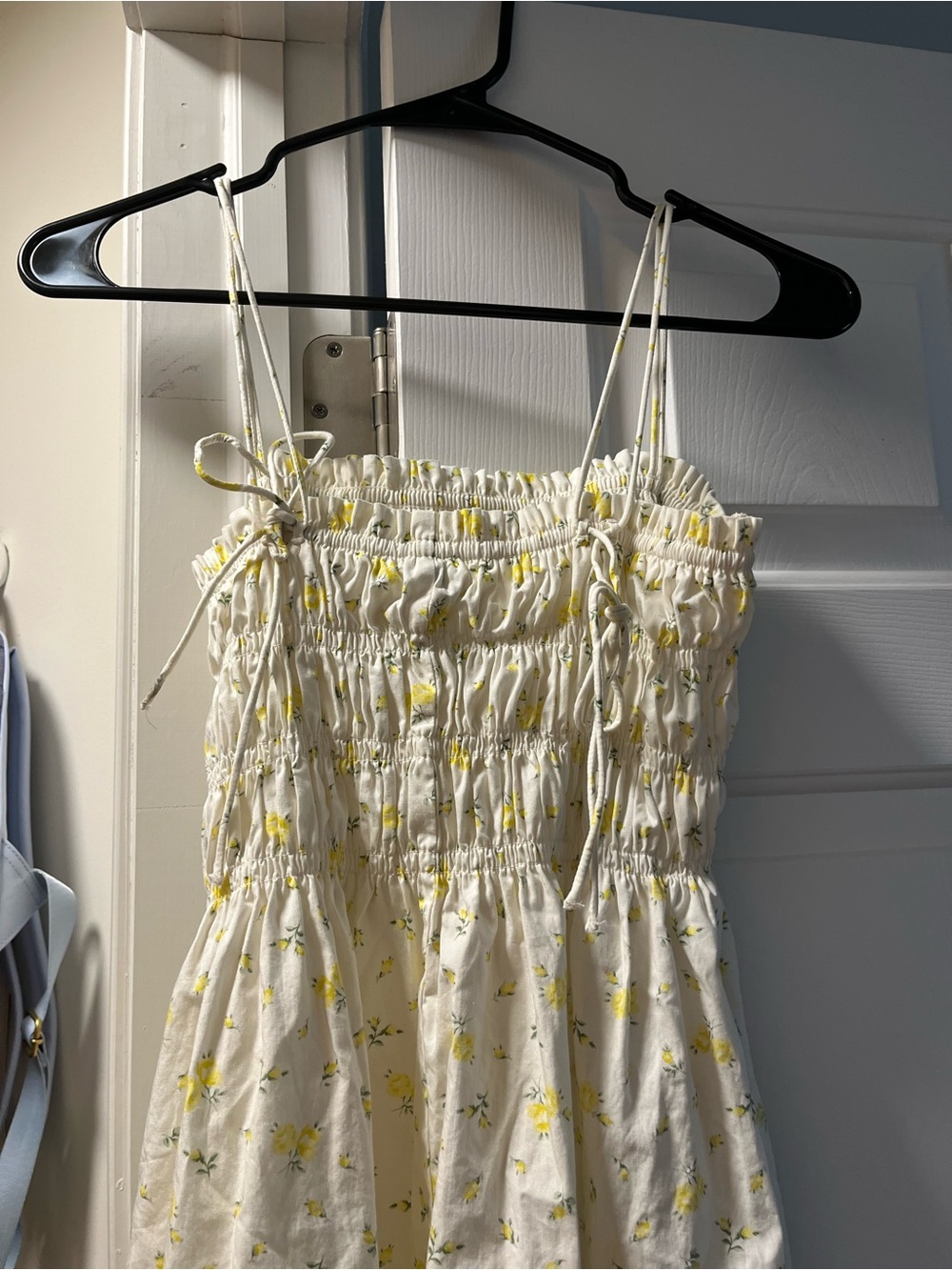 H&M Cream Mini Dress with Yellow Floral Print